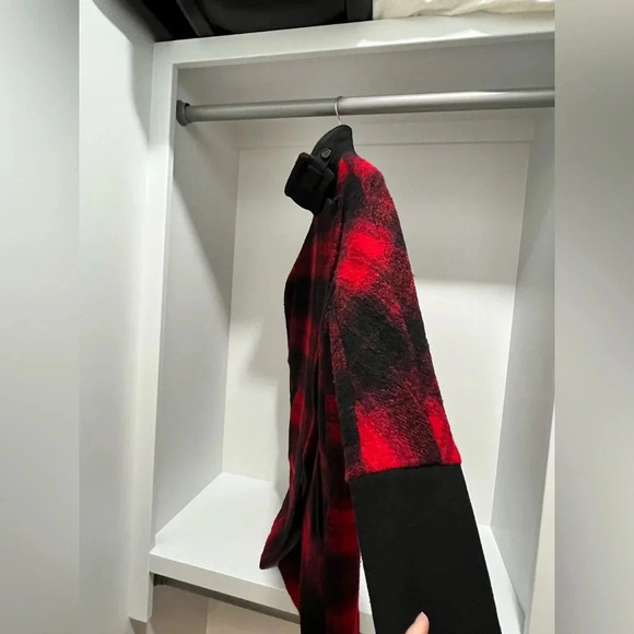 Madewell City Grid Coat flame red Plaid Wool Oversized Winter Red Black Size 00 - Picture 11 of 17